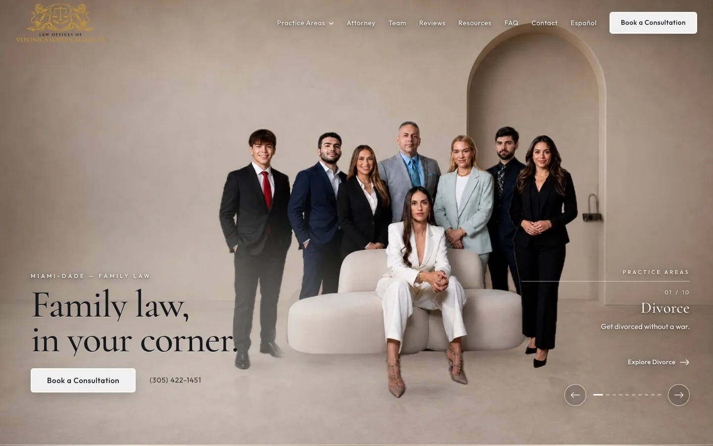 Vero Law Firm website homepage, desktop view